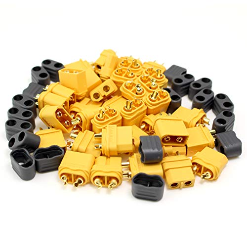 Amass 20 Pair XT60H Bullet Connector Plug Upgrated of XT60 Sheath Female & Male Gold Plated for RC Parts