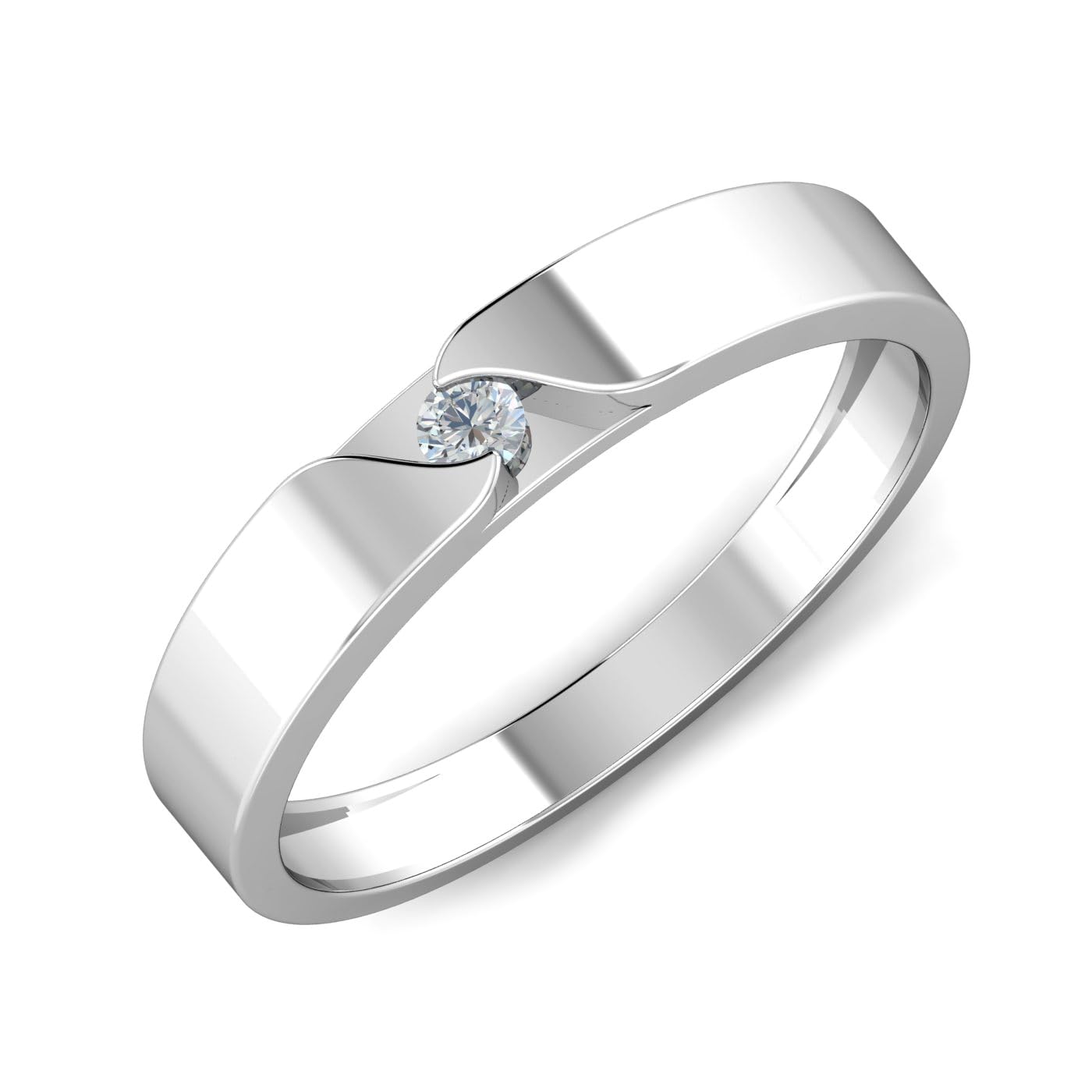 KuberBox 18KT White Gold Adem Couple Band for Men