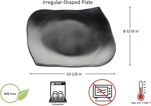 Miniatura 4 de Lucky Star Platos rectangulares de melamina para sushi, sashimi, tonkatsu, tempura, plato, plato, 11-3/4" X 9-3/8", negro (40, 11-3/4" X 9-3/8")