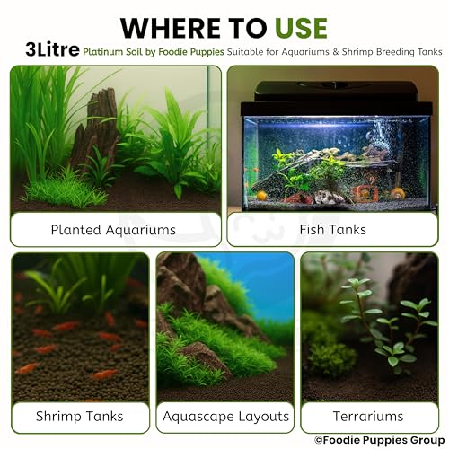 Image of Foodie Puppies Platinum Aquarium Planted and Shrimp Aquarium Substrate Plant Soil (3L, Pack of 1)