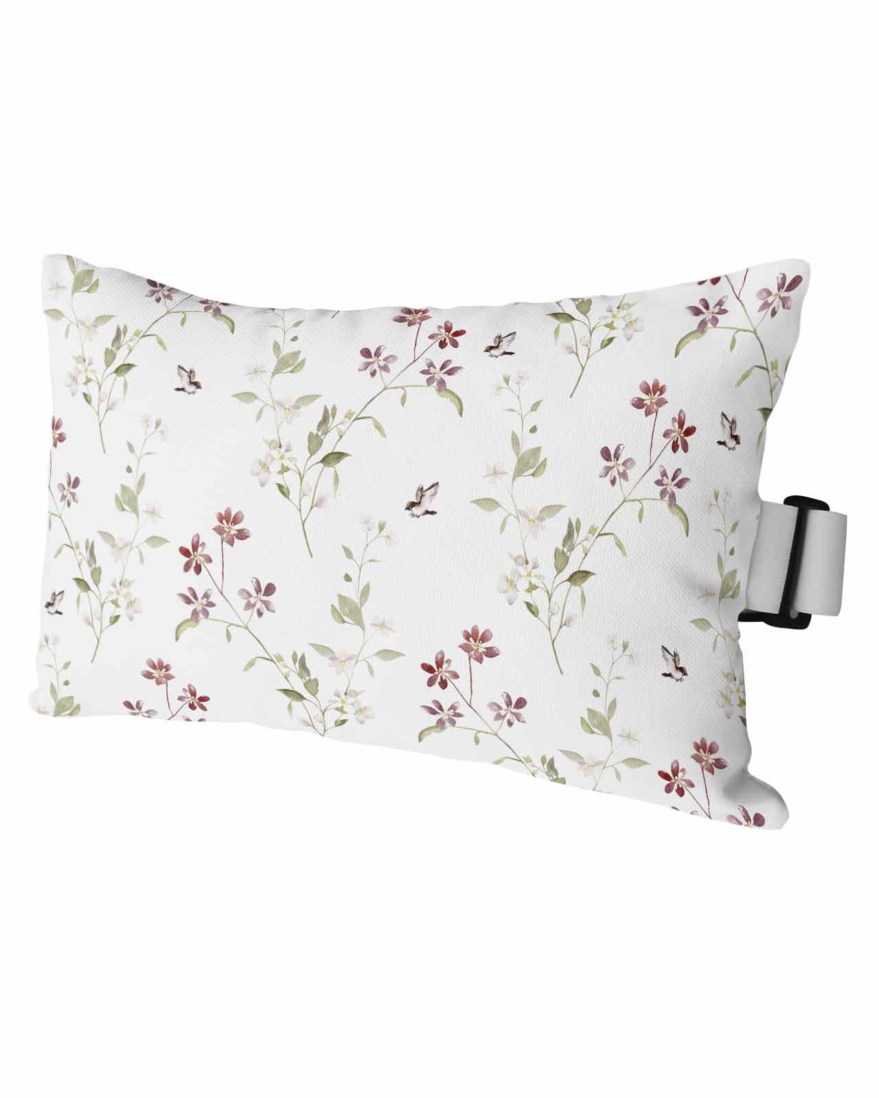 HERBED Outdoor Pillows Covers with Inserts Spring Summer Watercolor Flowers with Leaves Waterproof Pillow with Adjustable Strap Throw Pillows for Patio Furniture Pool Lounge Chair, 12x20 Inch, 1PCS