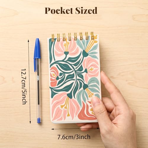 Mini carnet de poche Thboxes lot de 8 blocs notes lignés format 7,6x12,7 cm à motif fleurs