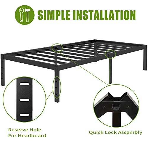Lotcain 18 Inch Metal Platform Bed Frame/3500Lbs Heavy Duty Steel Slat Mattress Foundation/Reinforced Platform/Noise Free/Easy Assembly,Twin/Twin Xl/Queen/King/California King (Full) #TOP3