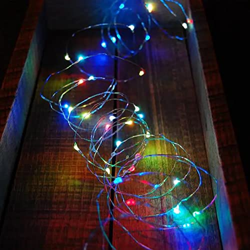 Image of Dazzle Bright Fairy Lights Battery Operated, 4 Pack Total 80FT 240LED Silver Wire Waterproof String Lights, Christmas Decorations for Indoor Outdoor Bedroom Yard Decor, Multi-Colored