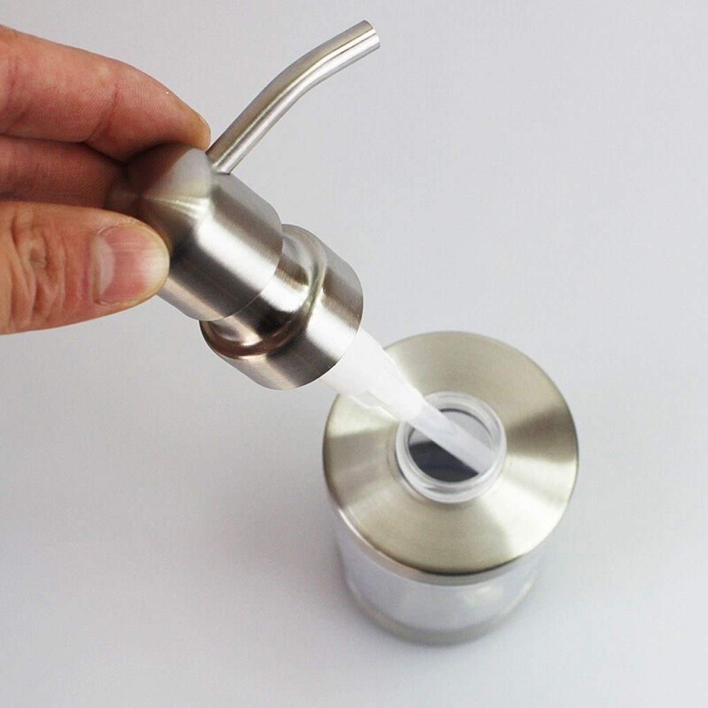 dispenser sapone/Dosatori per sapone liquido Rotonda a mano di tipo dispenser di sapone shampoo doccia gel Bottiglia dispenser di sapone in acciaio inox + 230ml trasparente Erogatore del Sapone/Dispen