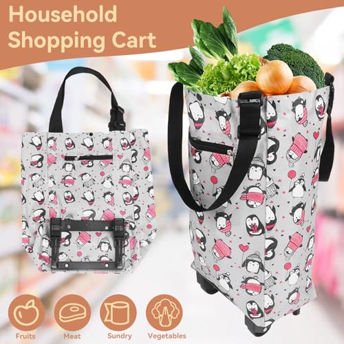 Haushalts-Einkaufswagen, tragbare Einkaufstasche für ältere Menschen, zusammenklappbarer Einkaufswagen mit Rädern für Camping im Freien – Bild 3