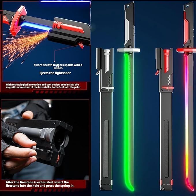 Image of LED Sword Toy for Boys & Collectors - Large Size 78 CM Sparkblade Katana with Smoke & Spark Effects | 7-Color Light-Up Blade, Sound FX, Anime-Inspired Cosplay Prop for Roleplay
