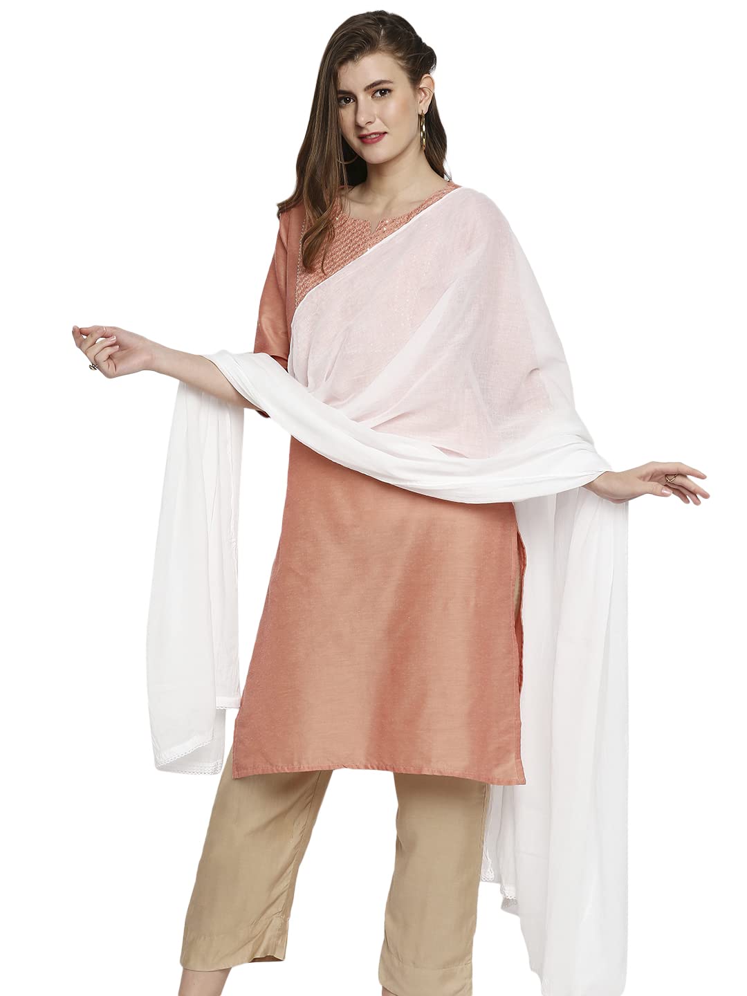 dupatta bazaar Women's White Pure Cotton Dupatta, free size-picture-26