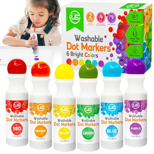 Dot Markers for Toddlers and Kids,6 Color Bingo Daubers, Dot Art Washable Paint for Kids, Bingo Markers, Toddler Arts and Crafts, Kindergarten Classroom Must Haves