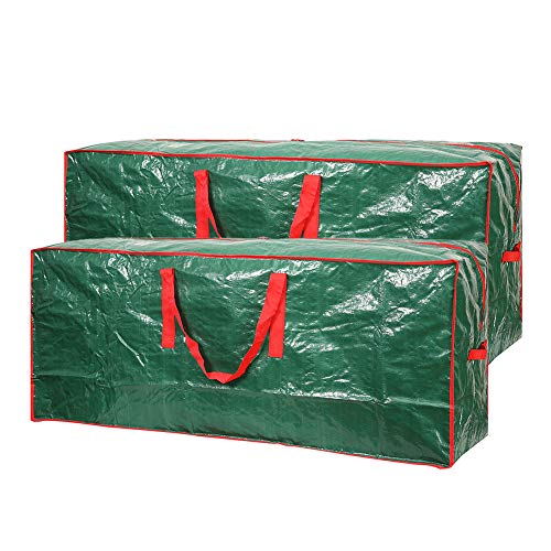 Christmas Tree Storage Bag- 2 pack - Fits Up to 7.5ft Xmas Disassembled Trees with Durable Reinforced Handles & Dual Zipper -Waterproof Material Protects from Dust,Moisture(Green, 7.5ft)