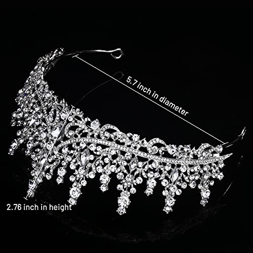 Tobatoba Silver Wedding Tiara For Women Crystal Tiaras And Crowns For Women Wedding Tiaras For Bride Royal Queen Crown Headband Princess Quinceanera Headpieces For Birthday Prom Pageant Party #TOP3