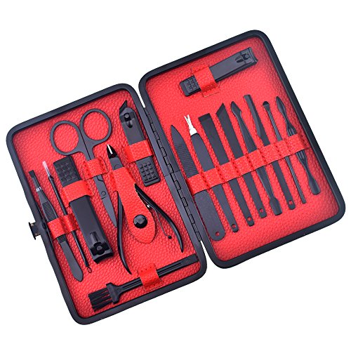 Arfbear Kit Manucure Pedicure, Coupe Ongles Professionnel, Set De Voyage Ciseaux à Ongles En Acier Inoxydable, Soins Des Ongles Avec Etui En Cuir