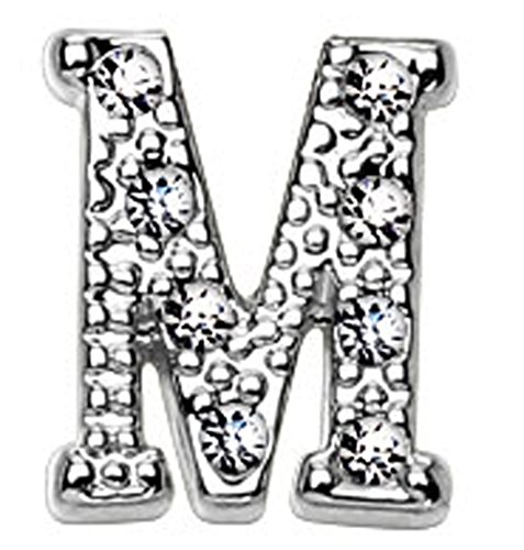 Tata Gisèle Pendentif Charms en Laiton Argenté Rhodié et Oxyde de Zirconium - Alphabet - Lettre M