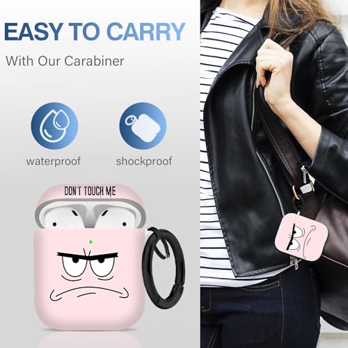Image of for Airpods Case,Don't Touch Me Cool Cover with Lanyard Big Eyes Cute Cartoon for Airpods 2nd Generation Case,Soft Shockproof Cover for Women Men-Pink