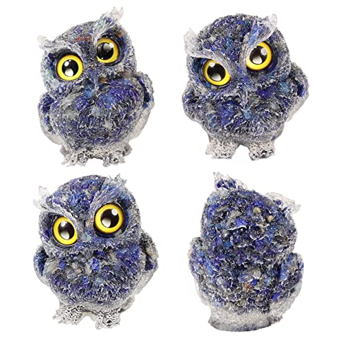 mookaitedecor 3 Inch Lapis Lazuli Crystal Owl Figurine Ornament for Home Office Decor Housewarming Gift Large Blue Owl Gift for Men Women Resin Stone Animal Sculpture Statue Good Luck Ornament - Image 3