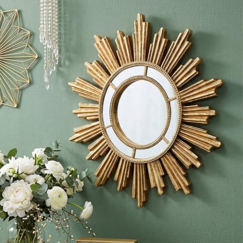 Miroir de maquillage doré pour mur salon chic déco moderne - 5