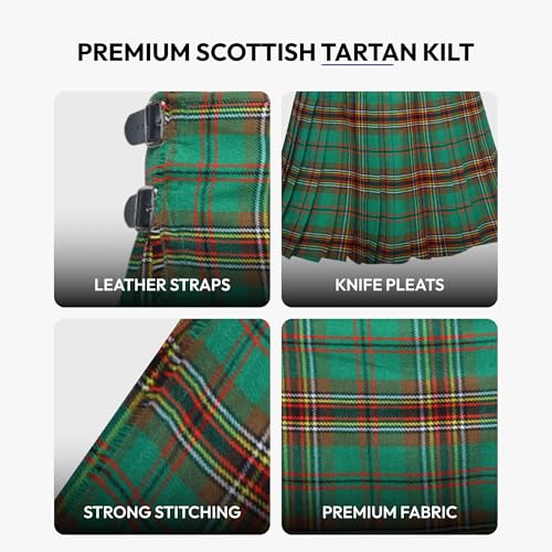 Image of 8 Yard Mens Kilt - Authentic Tartan Kilt for Men Highland Outfit for Weddings & Traditional Scottish Wear