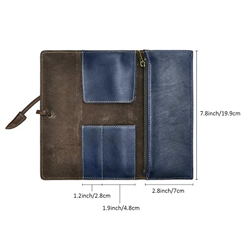 Image of ZLYC Handmade Leather Pencil Case Soft Roll Bag Stationery Gift,Blue | multi slot pen storage design,school class daily use,office desk organizer,graduation holiday gift,foldable portable size