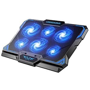 Laptop Cooling Pad, Laptop Cooler with 6 Quiet Led Fans for 15.6-17 Inch Laptop Cooling Fan Stand, Portable Ultra Slim USB Powered Gaming Laptop Cooling Pad, Switch Control Fan Speed Function
