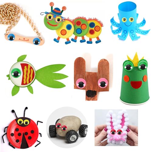 Image of TOAOB 300pcs 20mm Googly Wiggle Eyes Red Dark Green Blue Pink Yellow | with Self Adhesive, Round, Plastic, Wobbly Craft Sticker Eyes, DIY Arts Accessories