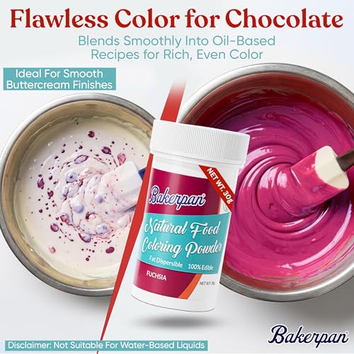 Image of Bakerpan Fuchsia Pink Food Coloring Powder for Baking - 30g Oil Based, Artificial Dye-Free, Plant-Based, Kosher, Gluten-Free - For Buttercream, Chocolate, Candy & Cakes