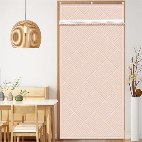 SK Studio Thermal Insulated Door Curtain: Winter Cold Shield Temporary Room Dividers Rod Pocket for Living Space, Pink, 33" W x 75" H