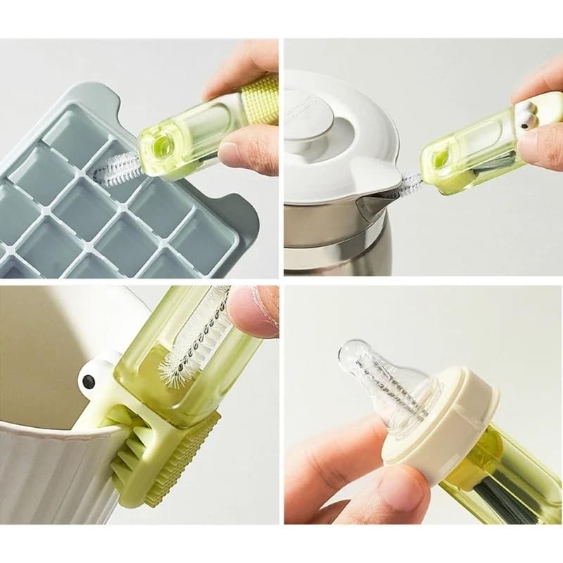 Image of Cots and Cuddles 1pc Bottle Cleaning 3-in-1 Silicone Cleaning Kit for Baby Milk Bottles, Nipple Cleaner and Straw Tool |Multipurpose Scrubbing Brush |Random Colour (Crocodile)