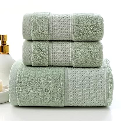 Badetuch-Sets aus 100% Baumwolle, Weich, Stark Saugfähig, Duschtuch, Groß, Strandtuch, Grün, L-F, c, 3 Handtücher-Set