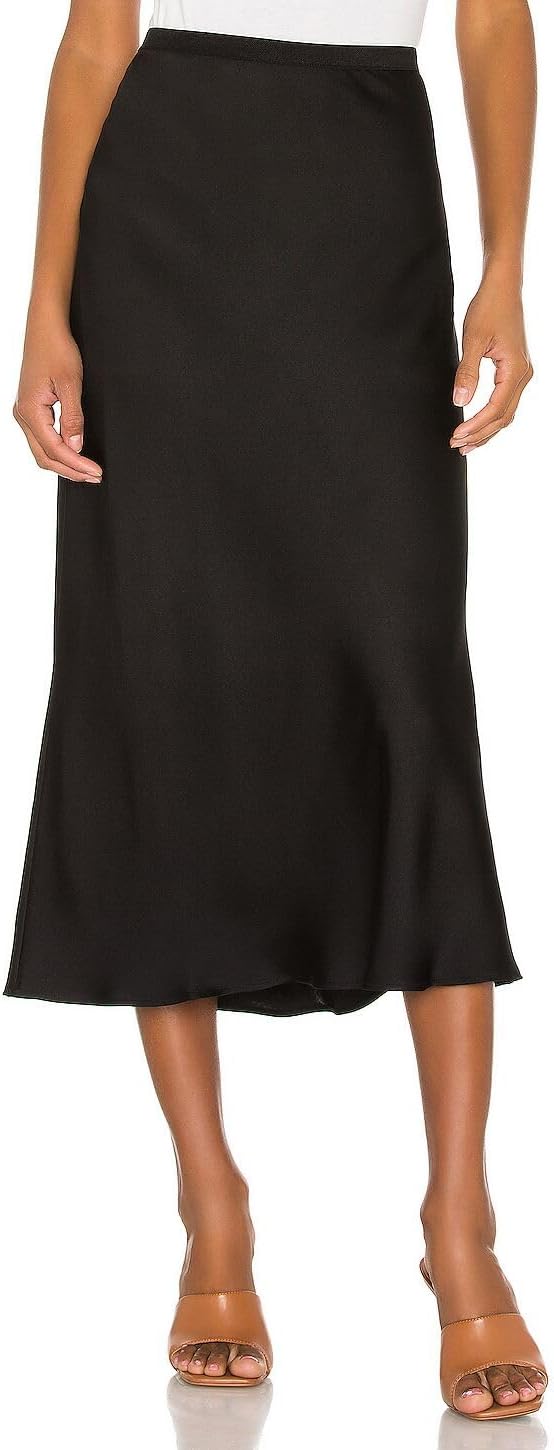 Women Silk Satin Mermaid Midi Skirt Elastic High Waist Office Work Skirt | Elastic High Waisted Flaring Hem Satin Skirt Casual Vacation Skirt Wedding Guest Cocktail Party Bodycon Skirt Date Night