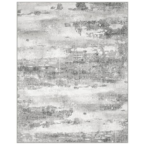 Area Rugs 8x10 for Living Room Bedroom Machine Washable Large Gray Area Rug Abstract Soft Throw Rug, Indoor Floor Cover, Lightweight Non Slip Backing Thin Rug