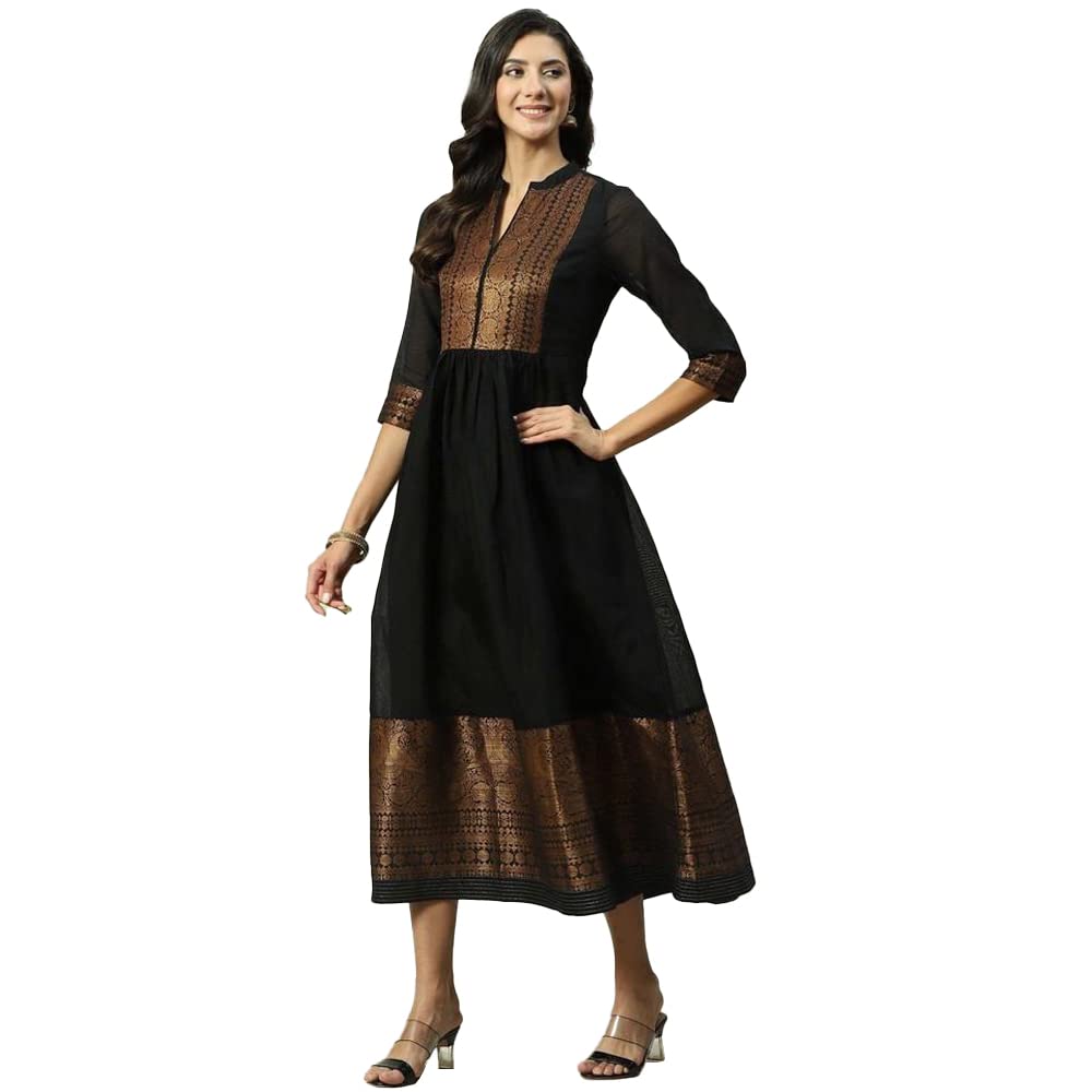 biba Women Polyester Art Silk Flared Yarndyed Regular Fit Kurta-picture-36