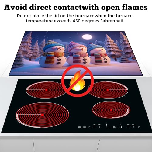 Image of Christmas Multi-Design Stove Cover for Glass /Electric Stoves - 3-in-1 Heat-Resistant Protector Mat, Non-Slip Drying Rack 28 inchx20 inch