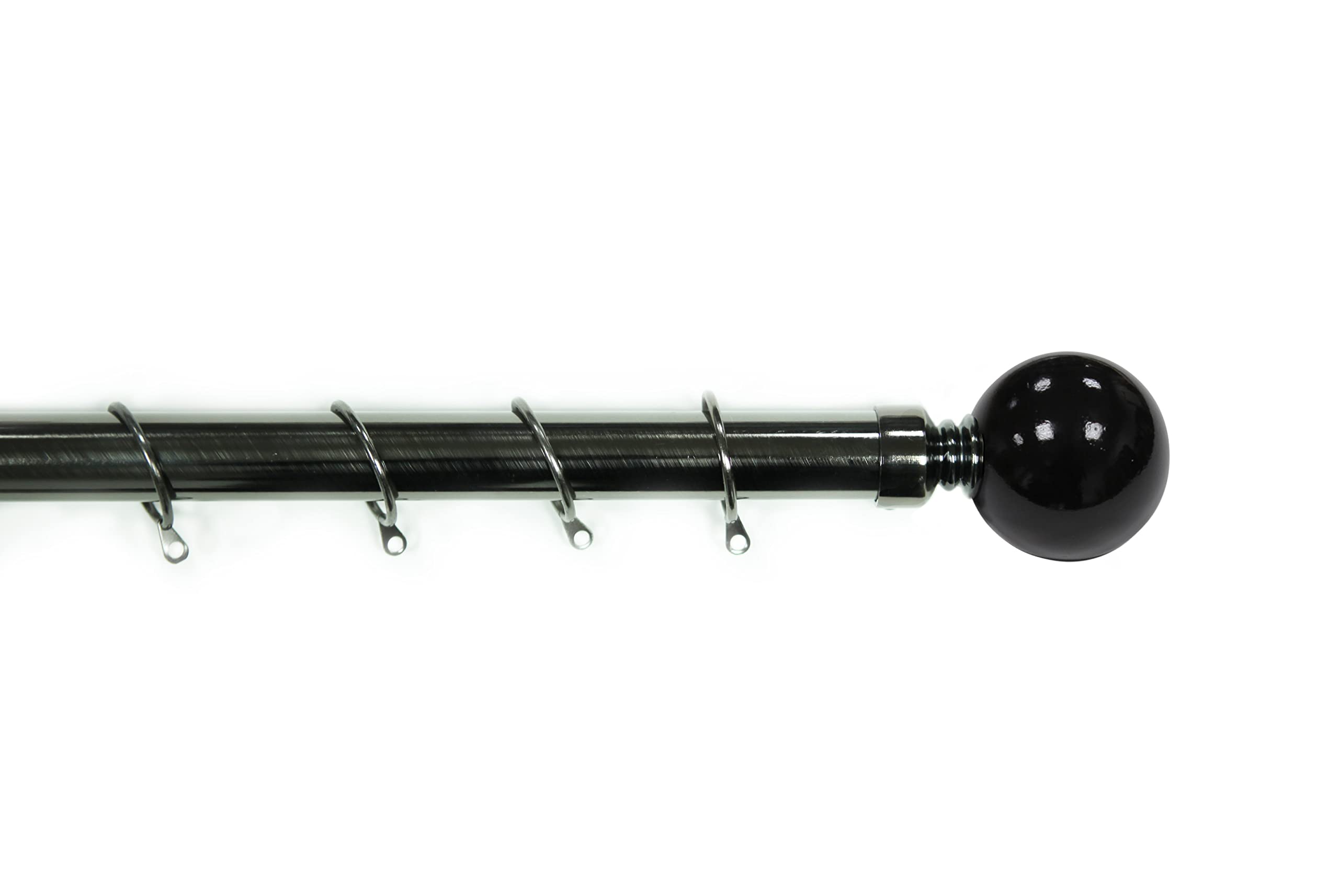 28 mm Extendable Curtain Pole Rods Easy Fit Rings, Painted Ball Finial(Black Nickel, 120-210 cm)