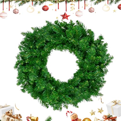 Corona di Natale, 30 cm Ghirlanda Artificiale Verde per Porta, Camino e Pareti – Corona di Abete Realistica e Decorativa per Feste Natalizie