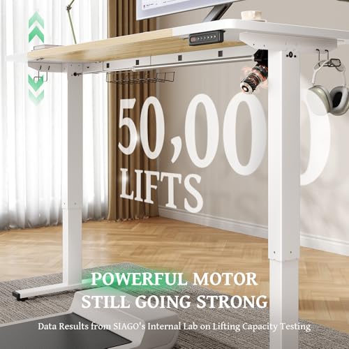 SIAGO Electric Standing Desk Adjustable - 55 x 24 Inch Sit Stand up Desk with Cable Management - 3 Memory Preset Adjustable Height Table