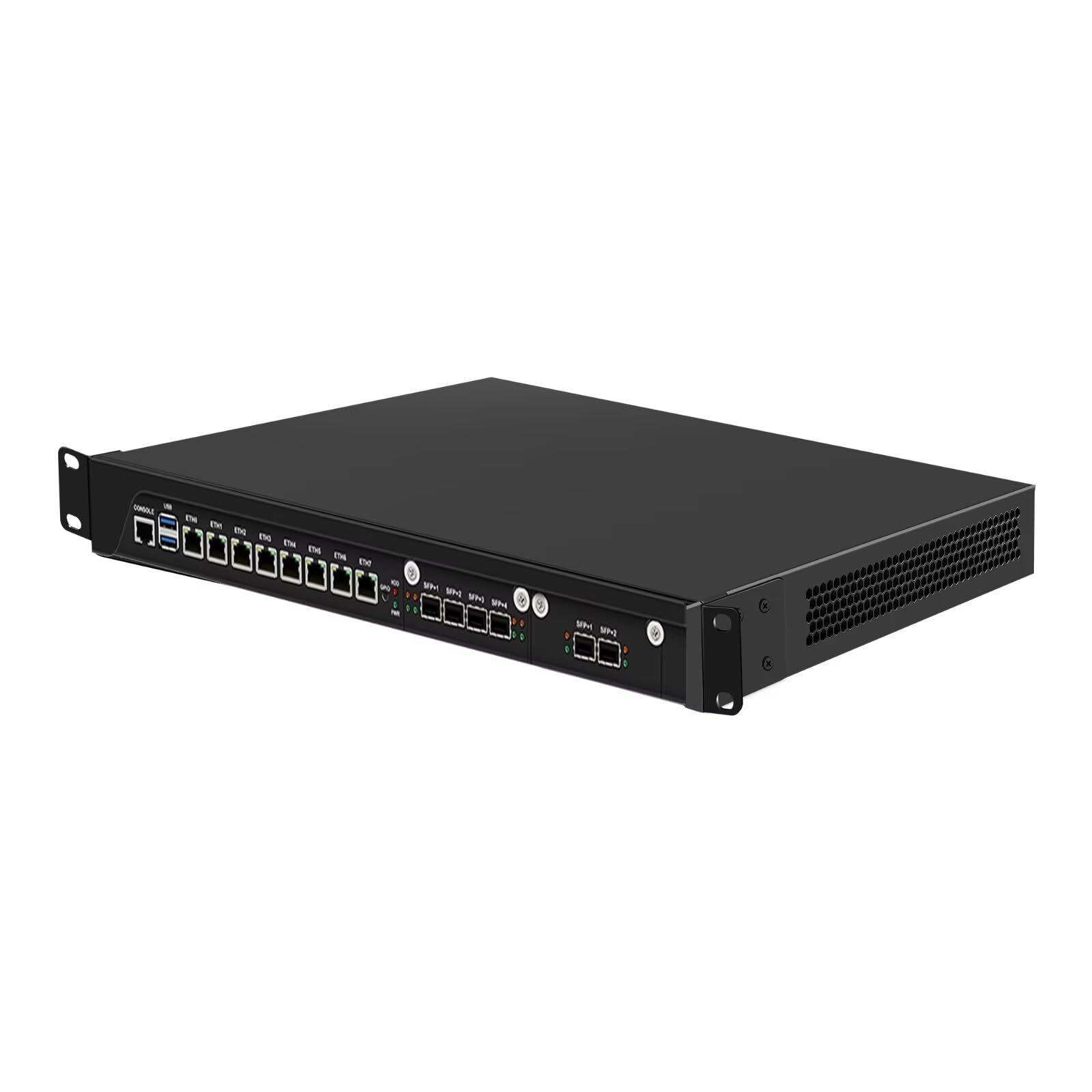SJRC 19 Pouces Firewall Hardware C246 Core i9 9900, 8 Ports i226V 2.5GbE LAN 1U Router PC with 6x SFP+ 10GbE, 19" Rackmount Network Security Appliance with 16GB RAM 128GB SSD, VGA