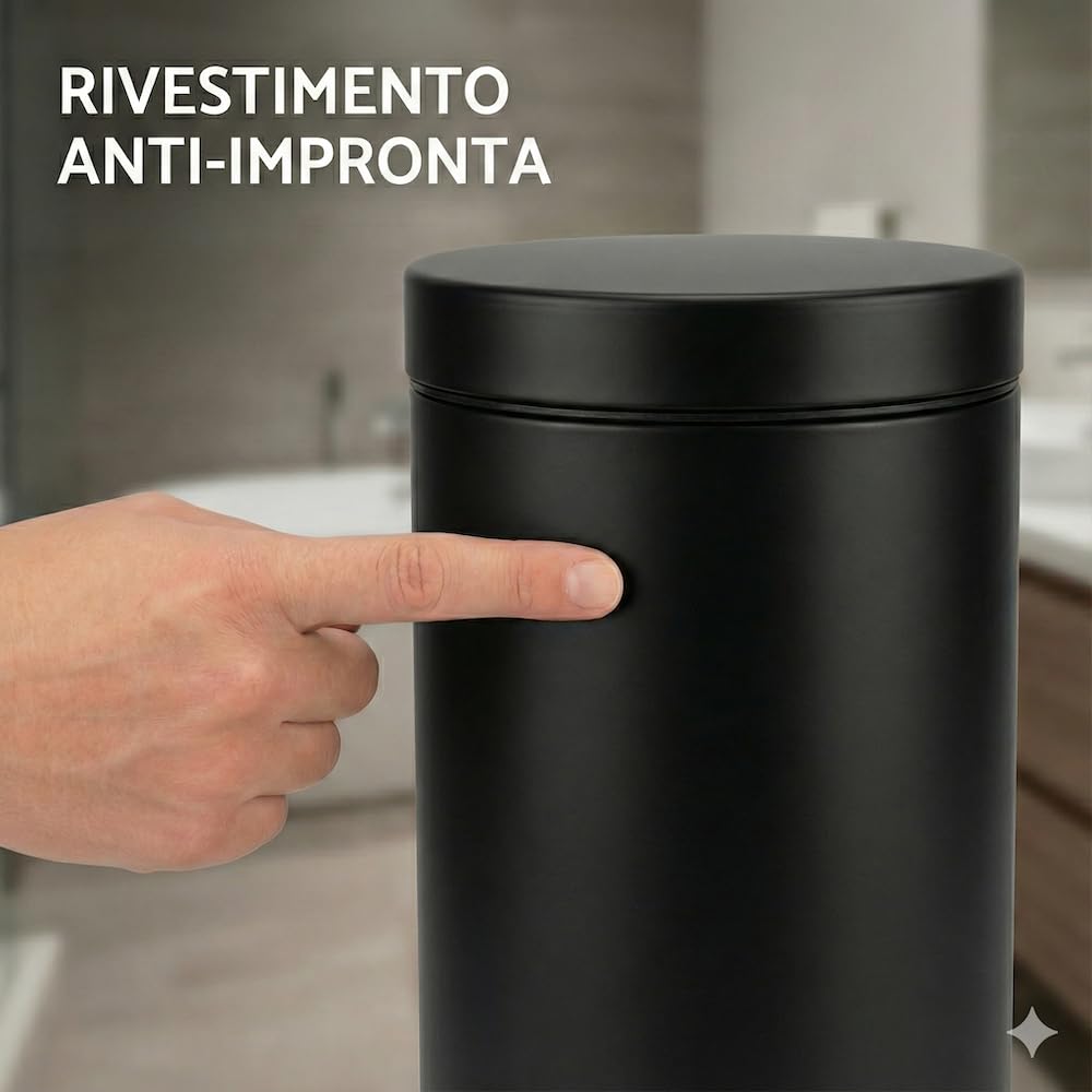Cestino a Pedale Adelar Spirella 3L Acciaio Opaco Nero
