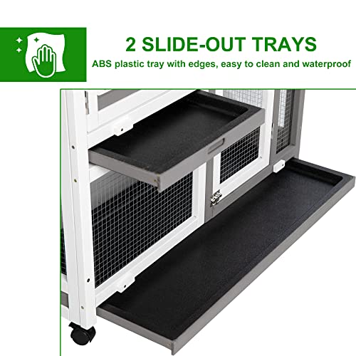 Gowoodhut Rabbit Hutch Indoor Rabbit Cage - Rabbit Hutch Outdoor Bunny Hutch Two Story Rabbit Cage Indoor Rabbit Hutch With 2 Deeper No Leak Trays Waterproof Asphalt Roof #TOP4