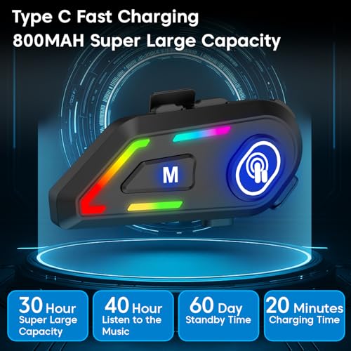 Image of Sounce Jarvis Voyager Motorcycle Helmet Bluetooth Headset - Wireless On-Ear Helmet Speakers with Dual Phone Connection, GPS & Music Support, 800mAh Battery, IP67 Waterproof, Voice Control