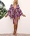 AELSON Women's Boho V Neck Print Romper Playsuit With Long Flare Sleeves,Rose,Small