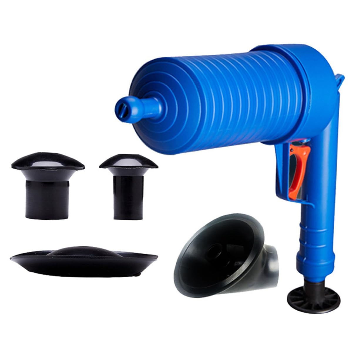 Déboucheur à Air Comprimé avec Ventouse et Brosse Kit pour Nettoyage de Canalisations Toilettes et Évier Bleu