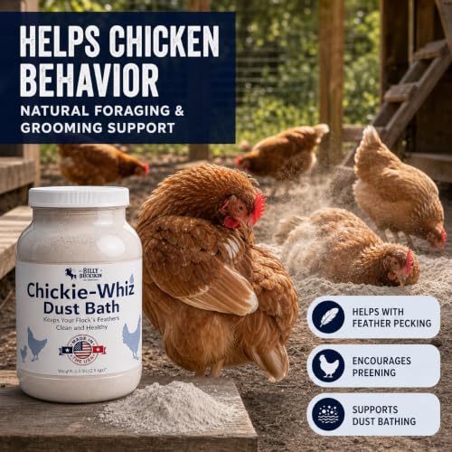 Image of 5.5lb Chickie-Whiz Chicken Dust Bath - Made in USA - All Natural Volcanic Ash Dust Bath for Chickens - Healthier Eggs & Feathers - Chicken Coop Accessories for Farms by Billy Buckskin Co. (Pack of 2)