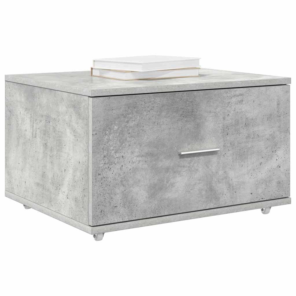 vidaXL Schubladenschrank Mit Rad Beton Grau 55 x 45 x 31 cm, Rechteckiger, moderner Schubladenschrank, viel Stauraum für das Zuhause, organisiert und funktional