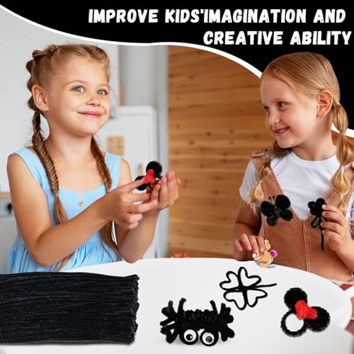 Image of 300pcs Black Pipe Cleaners Bulk Craft,Chenille Stems,Craft Supplies,DIY Decor Ccrafts for Adults,Kids Games Toys for Ages 8-13,Christmas Birthday Gift for Kids,School Supplies