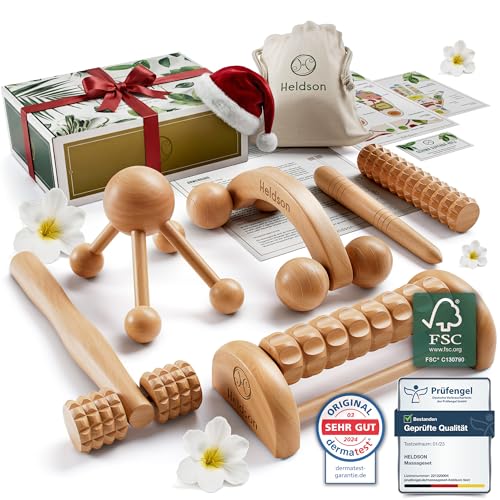 HELDSON® Premium Massage Set Holz [6 Teile] FSC®100% - Diverse...