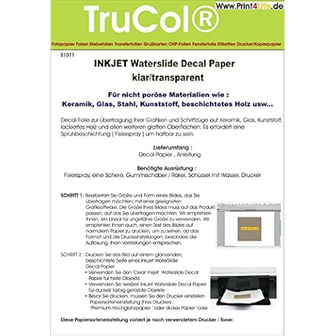 5 Blatt Inkjet Tintenstrahl Wasserschiebefolie Decal Papier Transfer Folie DIN A4 transparent wasserabschiebefolie transferfolie transferpapier Cover