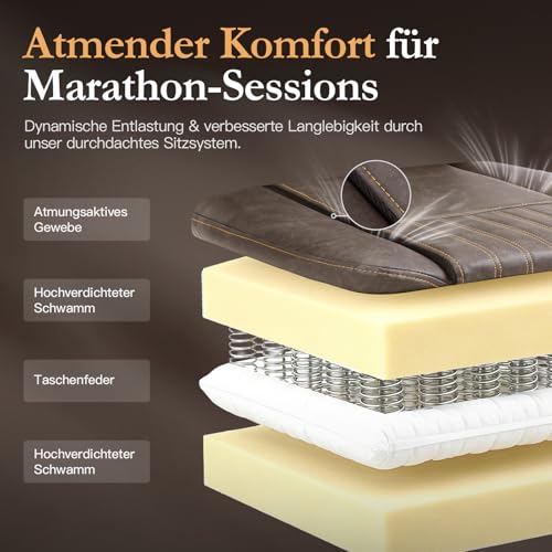 Dowinx Gaming Stuhl mit Frühling Kissen,Racing Gamer Stuhl mit Massage Lendenwirbelstütze...