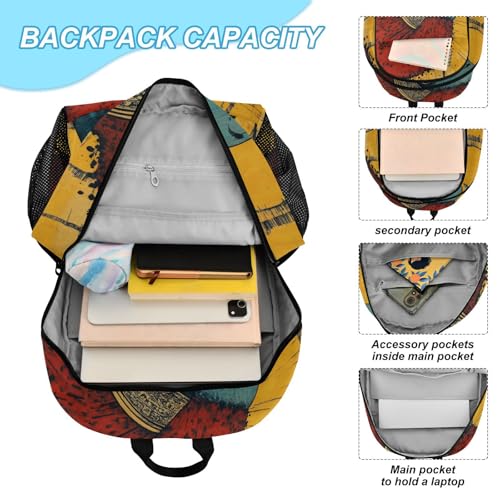 Travel Backpack Lunch Bag Set for Hiking Picnic, Backpacks with Insulated Lunch Box Africa Beauty Woman Print4