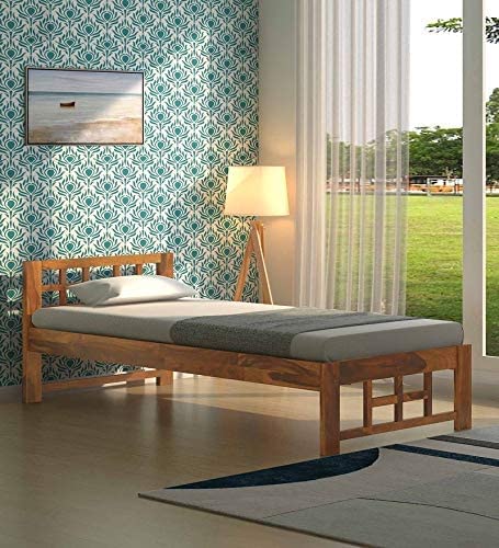 Jolio Single Sheesham Wood Bed for Bedroom | Sheesham Wood Bed | Solid Wood Bed | Bed for Home | Bed Without Storage| Single Size Bed | Bed for Living Room | Bedroom Furniture | Wooden Bed