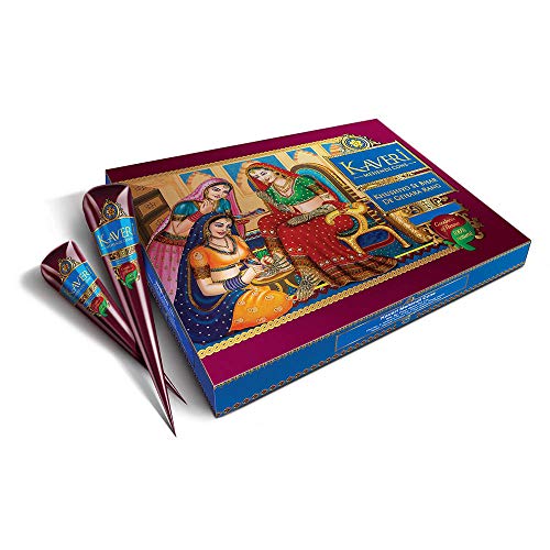 12 tatuajes temporales orgánicos de Kaveri, color marrón oscuro, Mehndi